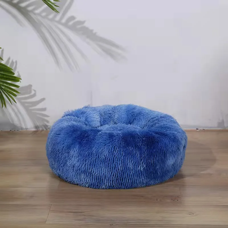 2022 Amazon Faux Fur Ultra Soft Washable Cushion Fluffy Cat Bed Pet Beds, Washable Plush Round Eco Friendly Sofa Luxury Dog Bed