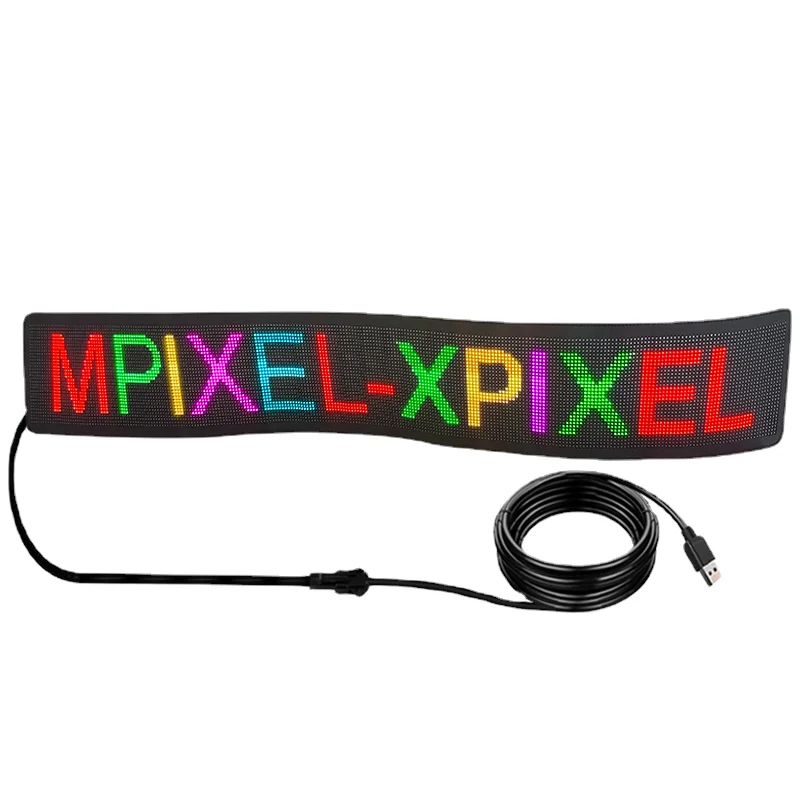 GrownsLarge Size Flexible LED Display Screen RGB Color Running Words Advertising APP Control Strips Message Panel