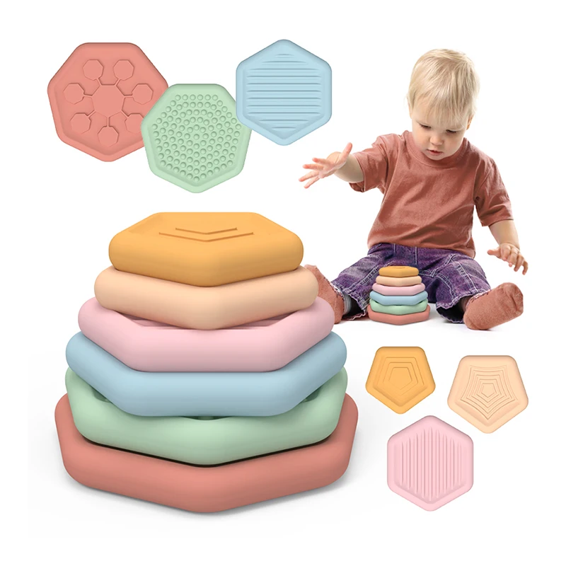 Fidget Toys Sensory Stone for Kids:6 Pack Textured Soft Worry Stone for Autism Kids Calming-Fidget Stress Toy for Anxiety Relief