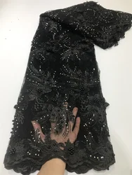 New Arrival Rose Pink 3D Beaded Lace Fabric 3D Embroidered Lace Fabric For African Weddings