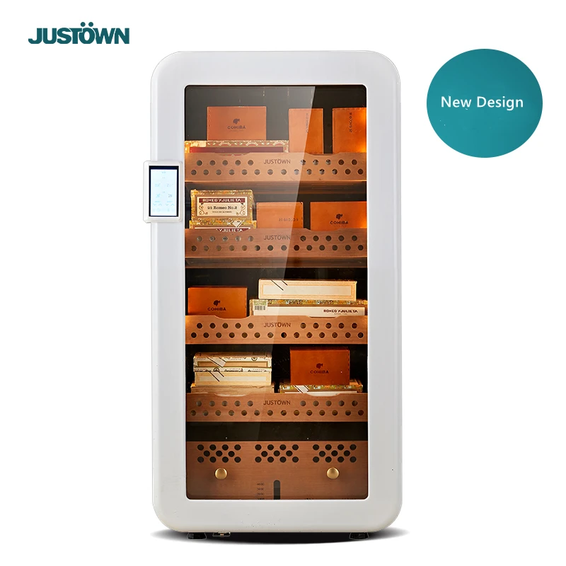 
New Flagship Cabinet for Backwoods and Cohiba with thermoelectric humidor Electronic Lock Cases Glass Cooler Humidors White 