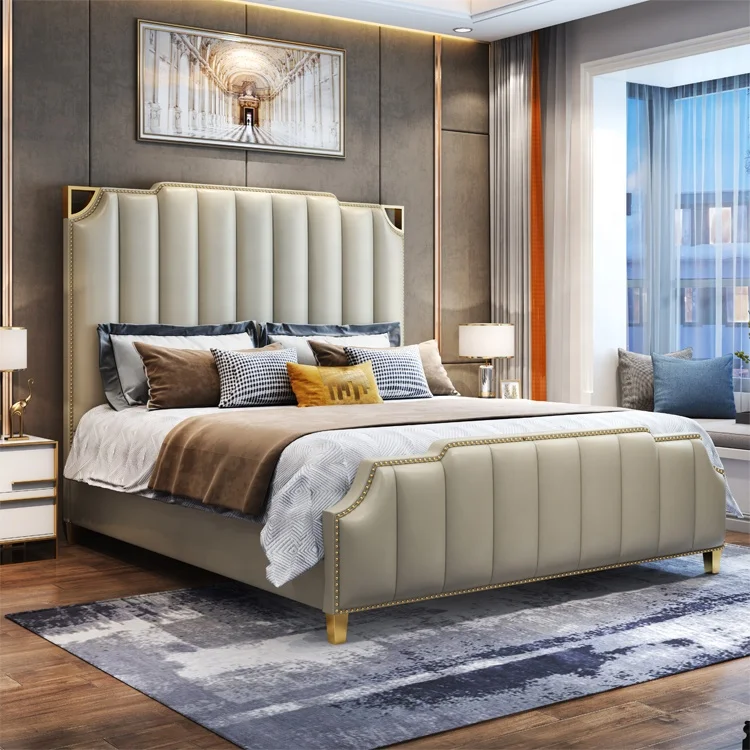 China OEM factory high quality stainless steel decorative frame luxury unique bed set king bed set bedroom furniture for bed