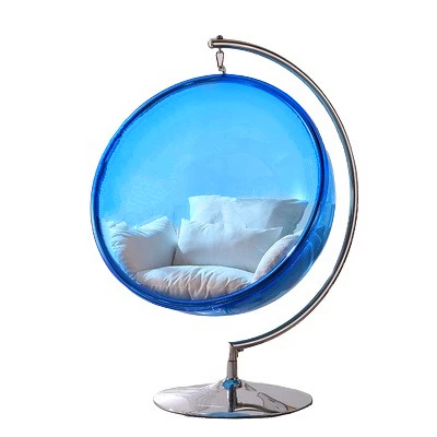 Luxury  Acrylic Hanging chairs Swing chair Transparent outdoor Floor Stand Type Bubble Chair for living room garden