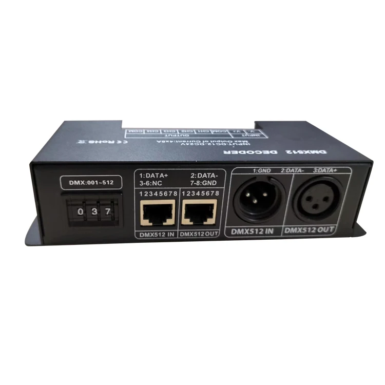 Постоянное напряжение Dc 12-24v мерцание бесплатно 4 канала большой мощности 8a/ch цифровой циферблат Dmx512 декодер
