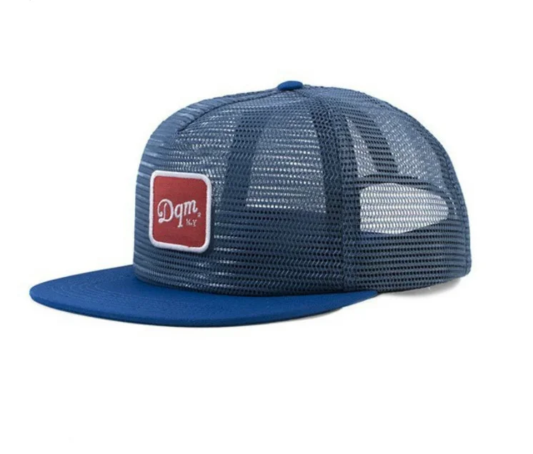 Custom Embroidery Flat Brim Full Mesh Snapback Trucker Hats Cap