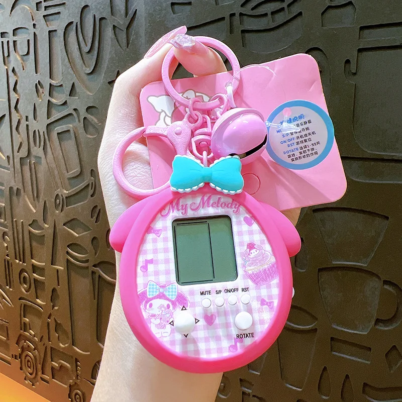 Official Cartoon Cute Melody Kuromi Pochacco Game Machine Keyrings Portable Keychains Car Key Schoolbag Pendant Promotion Gifts