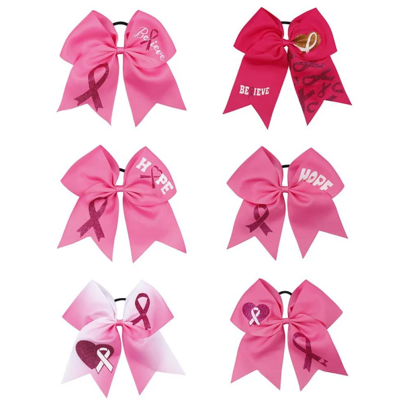 
Aware Cancer Breast Cancer Awareness Cheer Believe Hair bow 