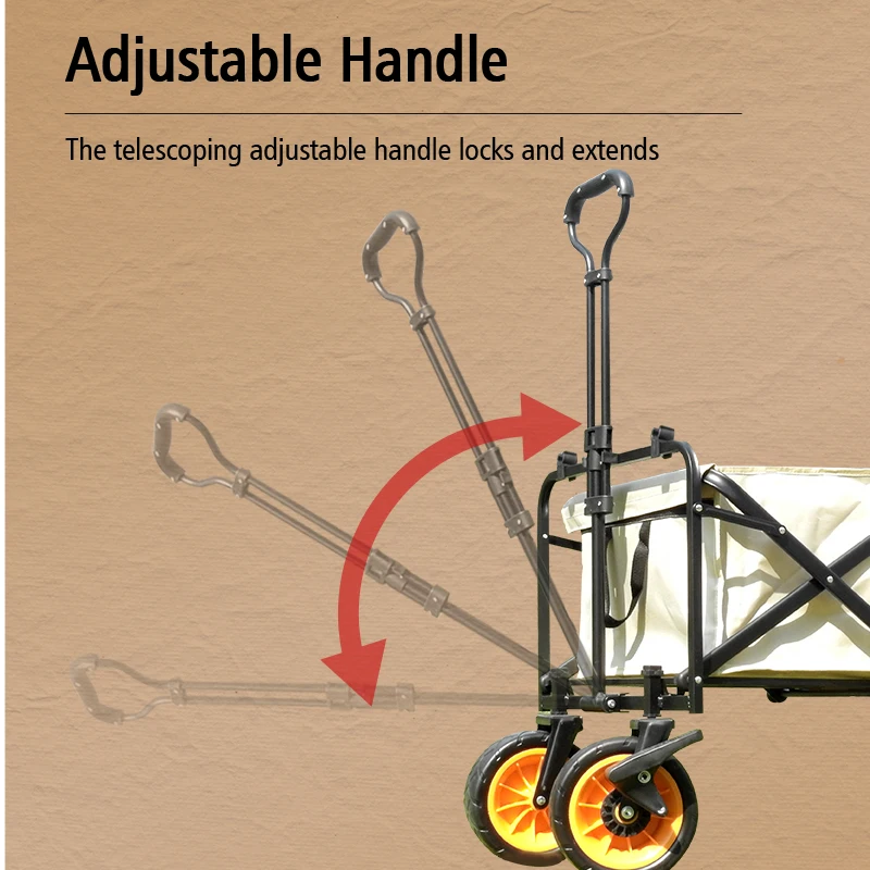 Adjustable Heavy Duty Beach Wagon Camping Cart Trolley Garden Foldable Collapsible Folding Utility Wagon for Outdoor Picnic