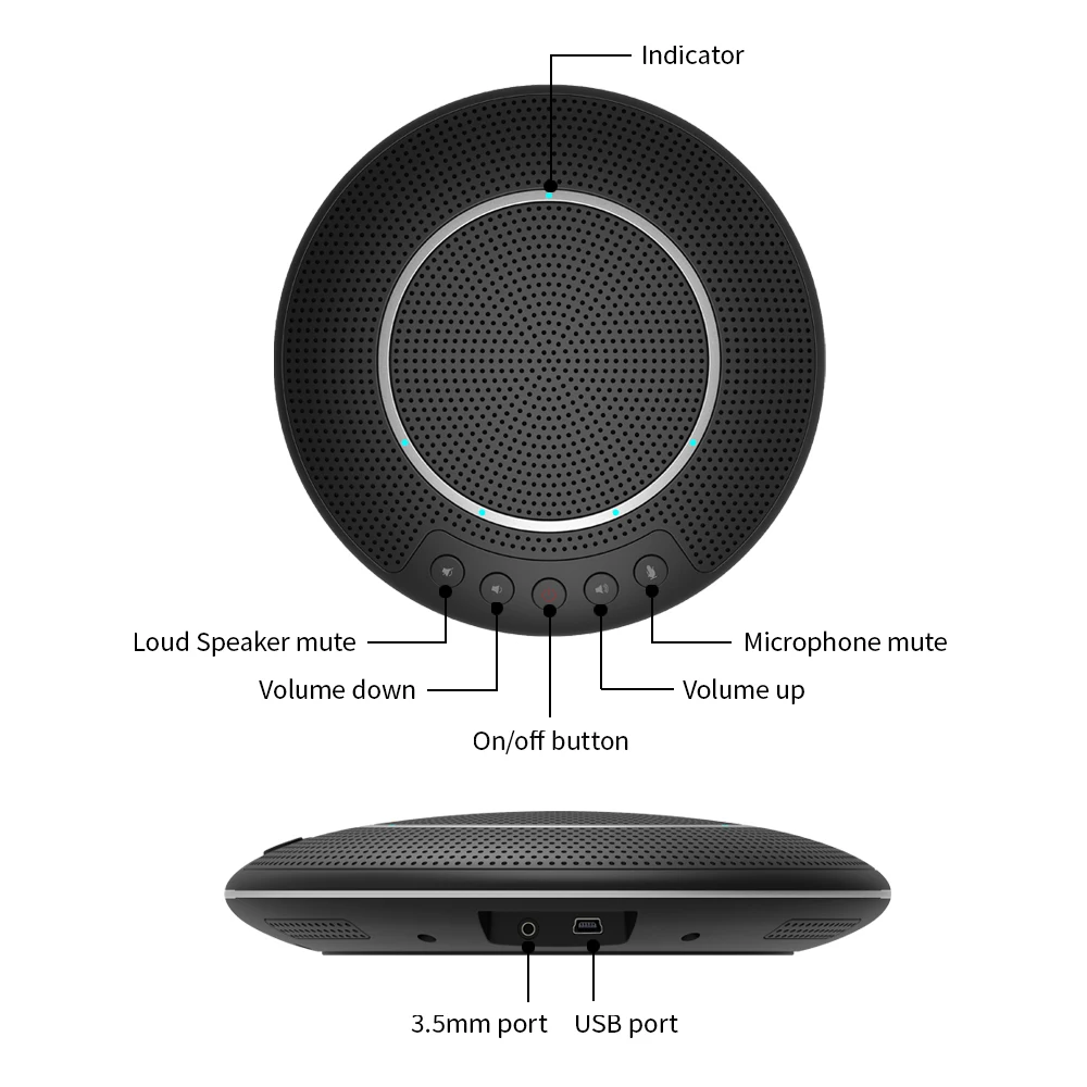 Wireless conference system digital usb speakerphone with omni directional MIC video room