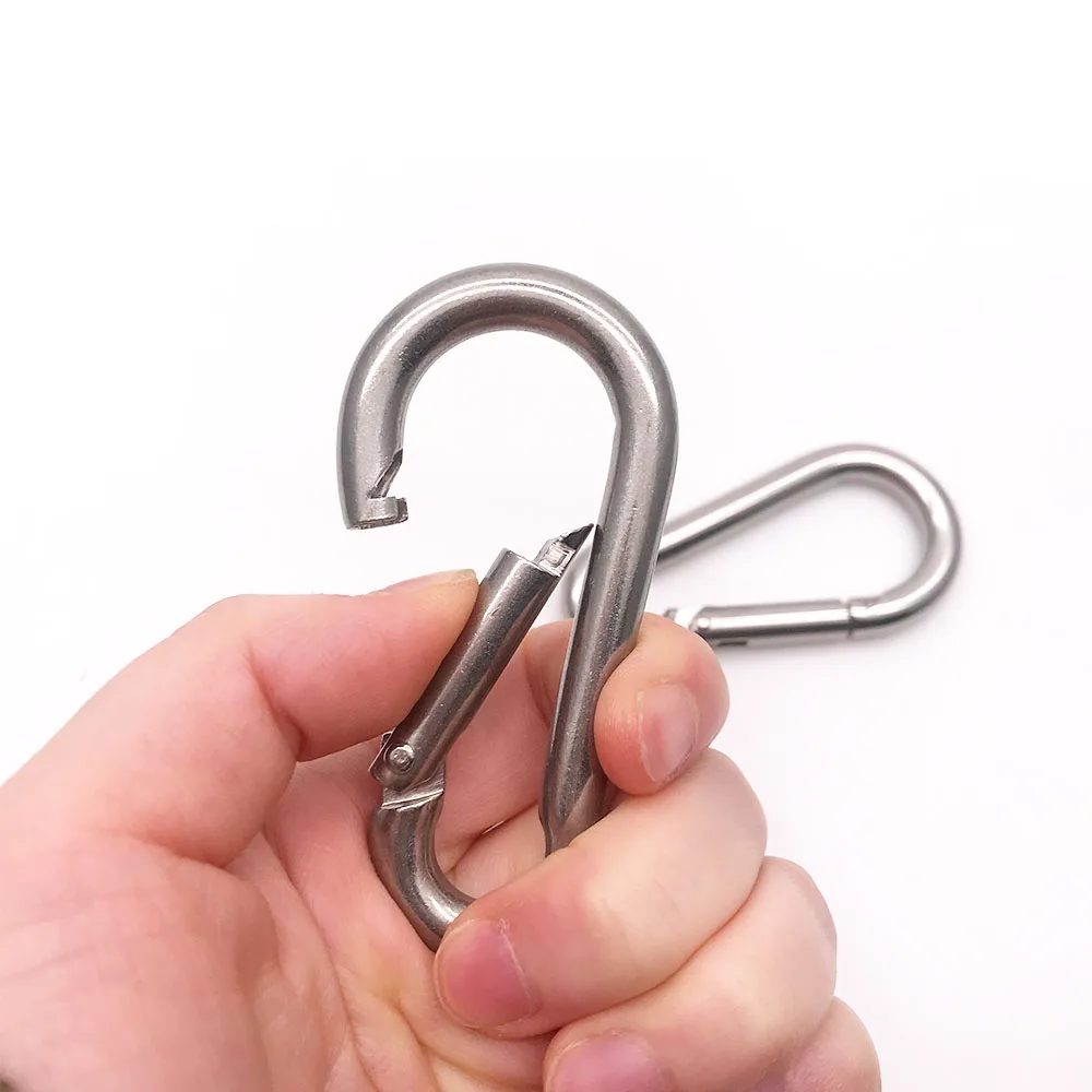 BT-245 8CM Din5299 FromC Heavy Duty 8X80mm Metal Snap Hook 304 Stainless Steel Carabiner Mousqueton