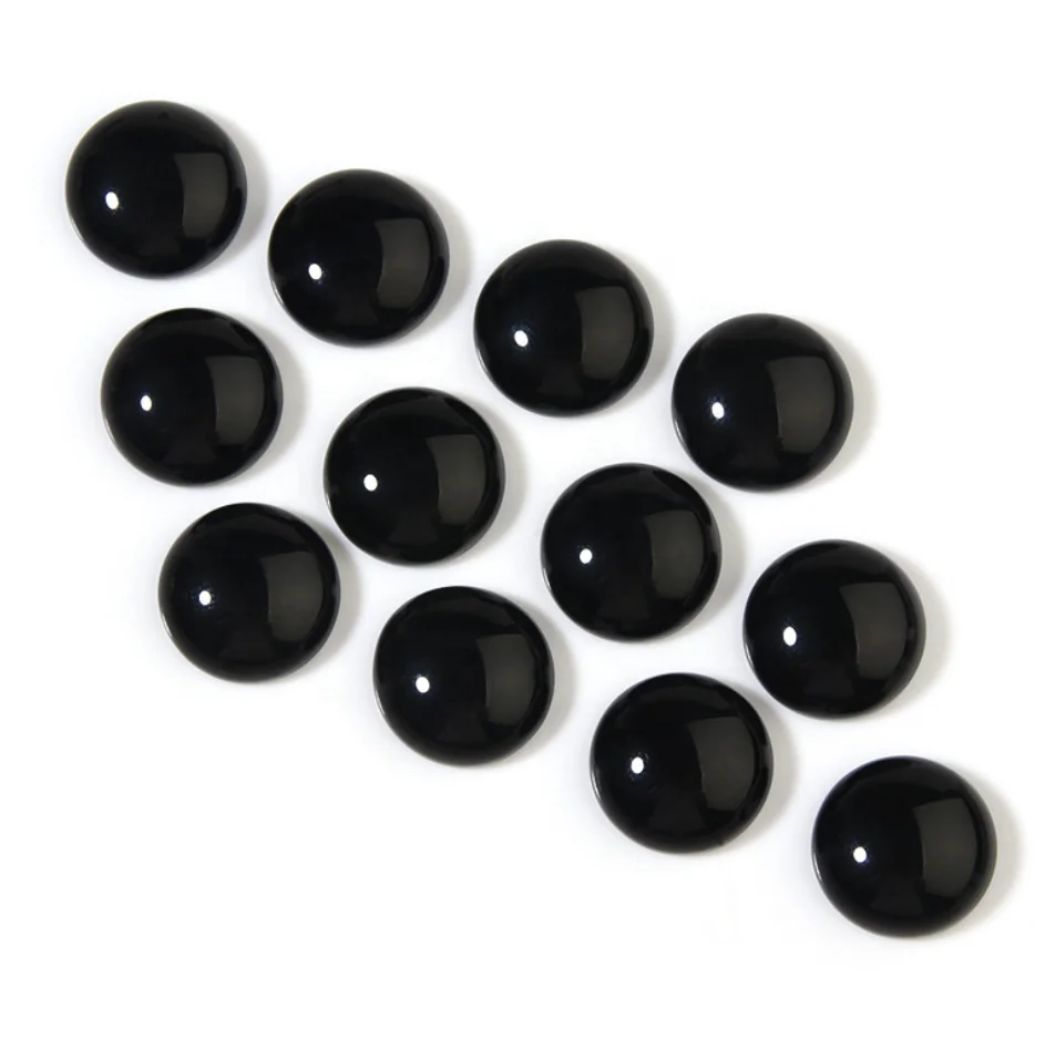 ArthurGem wholesale high quality natural black agate round cut, black agate loose gemstone cabochons for jewelry making