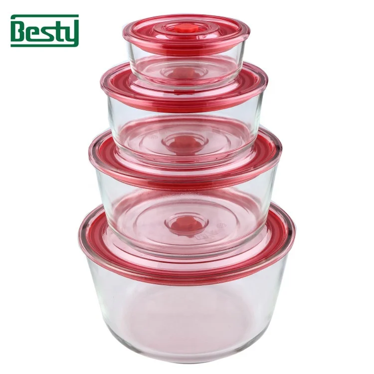 Pyrex Glass Food Container  vacuum cover lid /Heat Resistant Glass Food Storage Container with plastic  lid