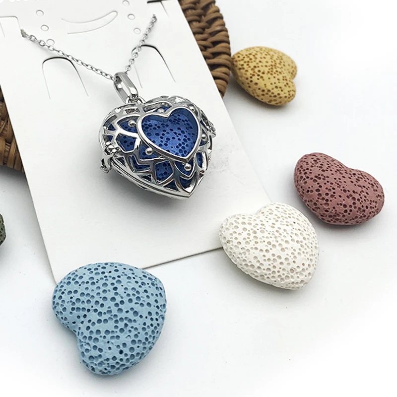 Stainless Steel Aromatherapy Essential Oil Diffuser Lava Necklace lava stone aromatherapy locket