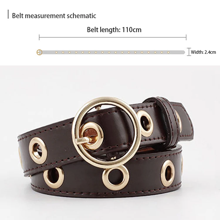 Women Hollow Rivets PU Leather Belt Luxury Brand Slimming Waist Belts for Dress Jeans