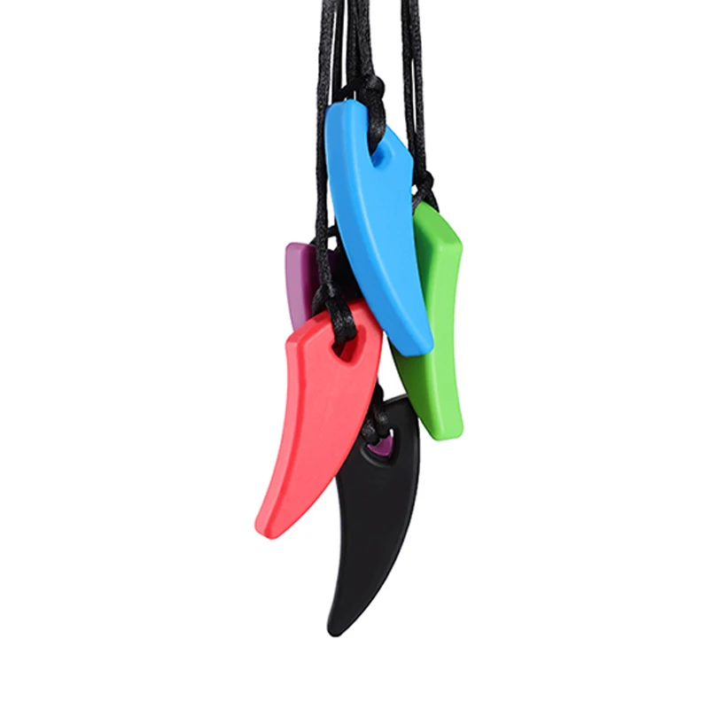 New Arrival Food Grade Bendable Silicone Sensory Teether Baby Autism learning Chew Necklace Pendant Gift education toy