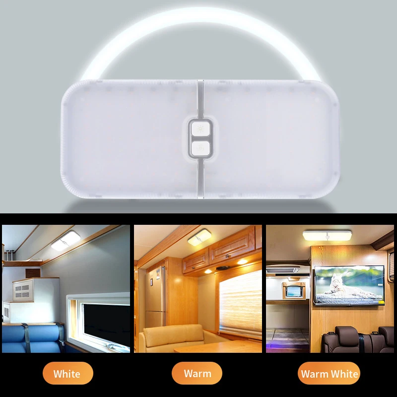 TYTXRV 12V-30V 14-16W RV Ceiling Lights Rectangle Vehicle Interior Lamp with Tact Switch for Truck RV Camper Van Caravan Cabin