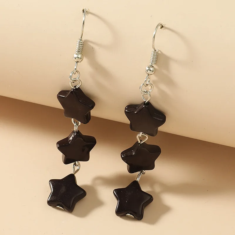  Cute colored five-pointed star gummy bear earrings ins style candy color long for ladies ear