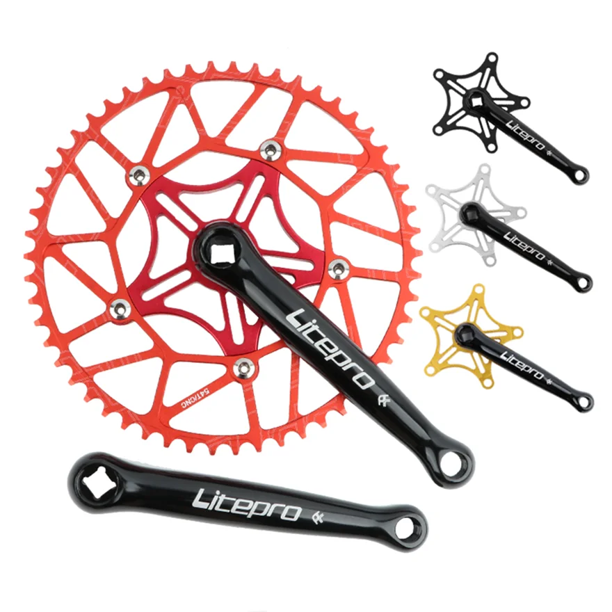 Litepro Bicycle Crank  Folding Bike Ultralight Square Hole Aluminum Alloy Crank 170mm Crank Arm 130BCD Chainwheel Crankset