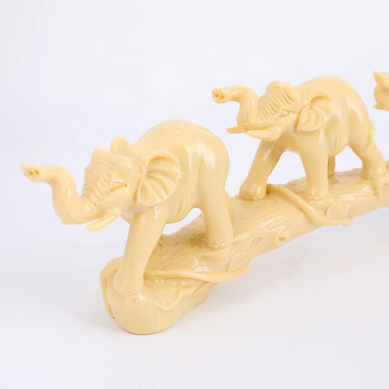 Office Small Home Decorative Sculpture Handicraft Resin Animal Carving Five Blessing Elephant Ivory Sculptures