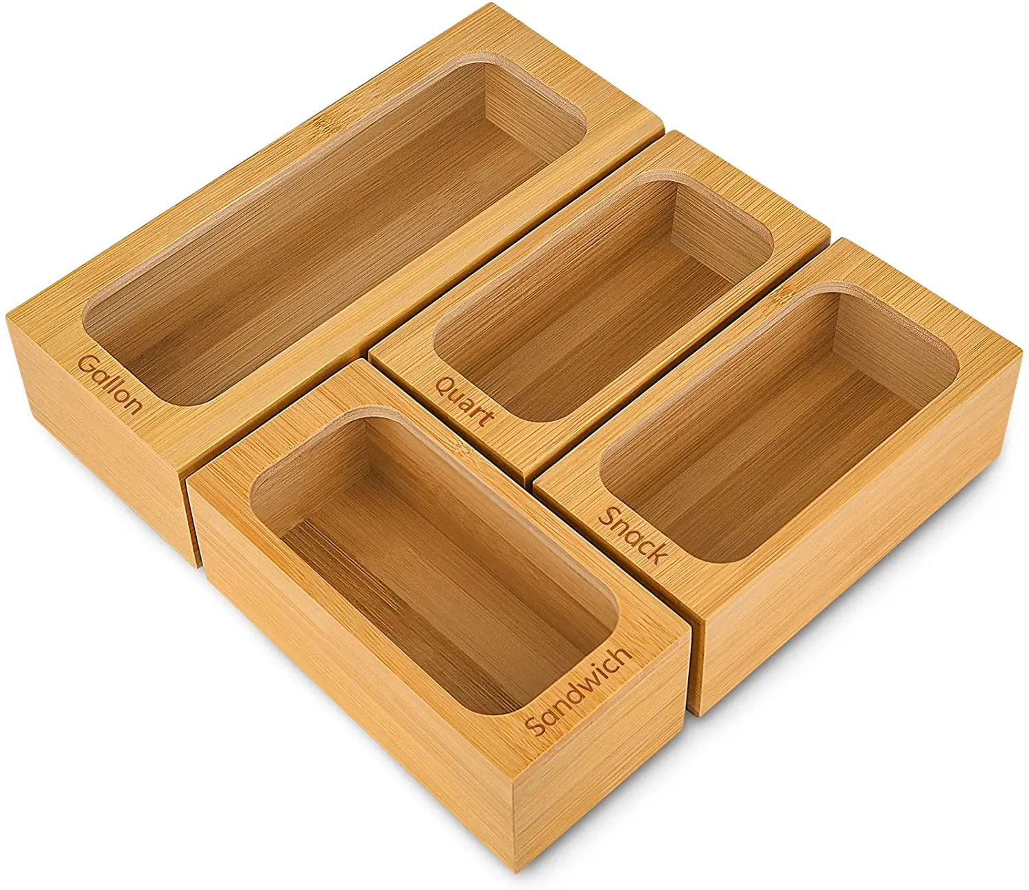 Product Luxury Combination Stained Containers Separate Bamboo Ziplock Bag Storage Organizer For Kitchen Fridge Drawer