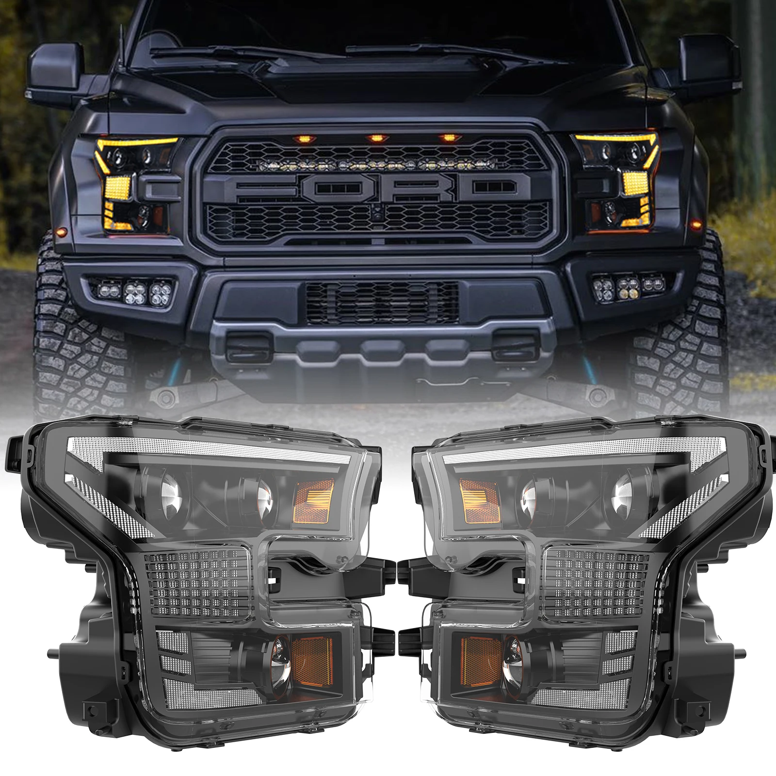 The Brightest Led Headlight Drl For 2015-2017 Ford F150 Ford F150 Pickup 2015-2017 Wholesale Ford Ranger Head Lamp