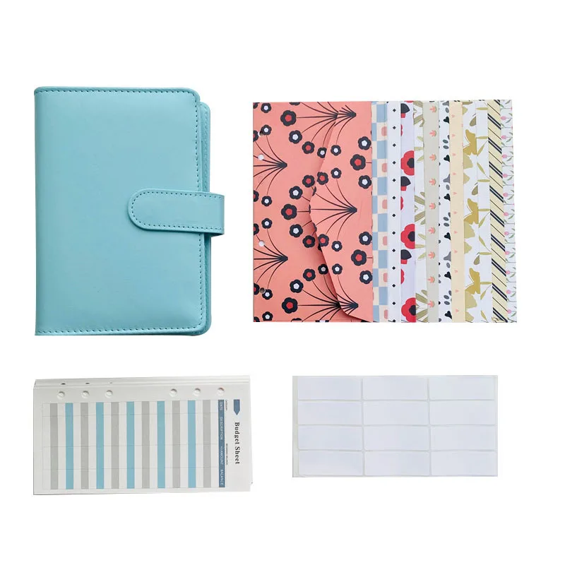 Custom Pu Leather Budget Binder Office Supplies With Buckle Notebook Planner Cover A6 Binder Ring Bound Planner