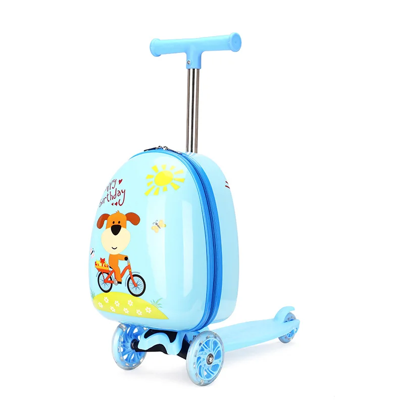 Twinkle Cartoon Cute Kids Small Scooter Suitcase Lazy Trolley Bag Baby ABS travel Luggage
