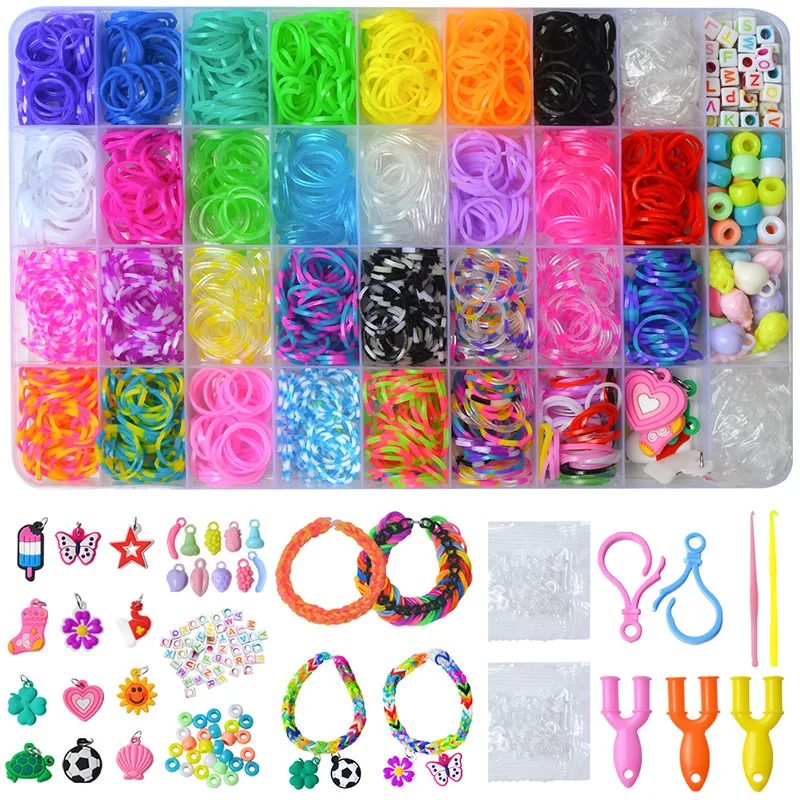Hot DIY Kids Gifts Handmade Bracelets Sets Colorful Loom Rubber Bands Kits for Kids Educational Toys