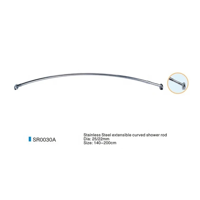 Регулируемая изогнутая металлическая занавеска для ванной комнаты из нержавеющей стали