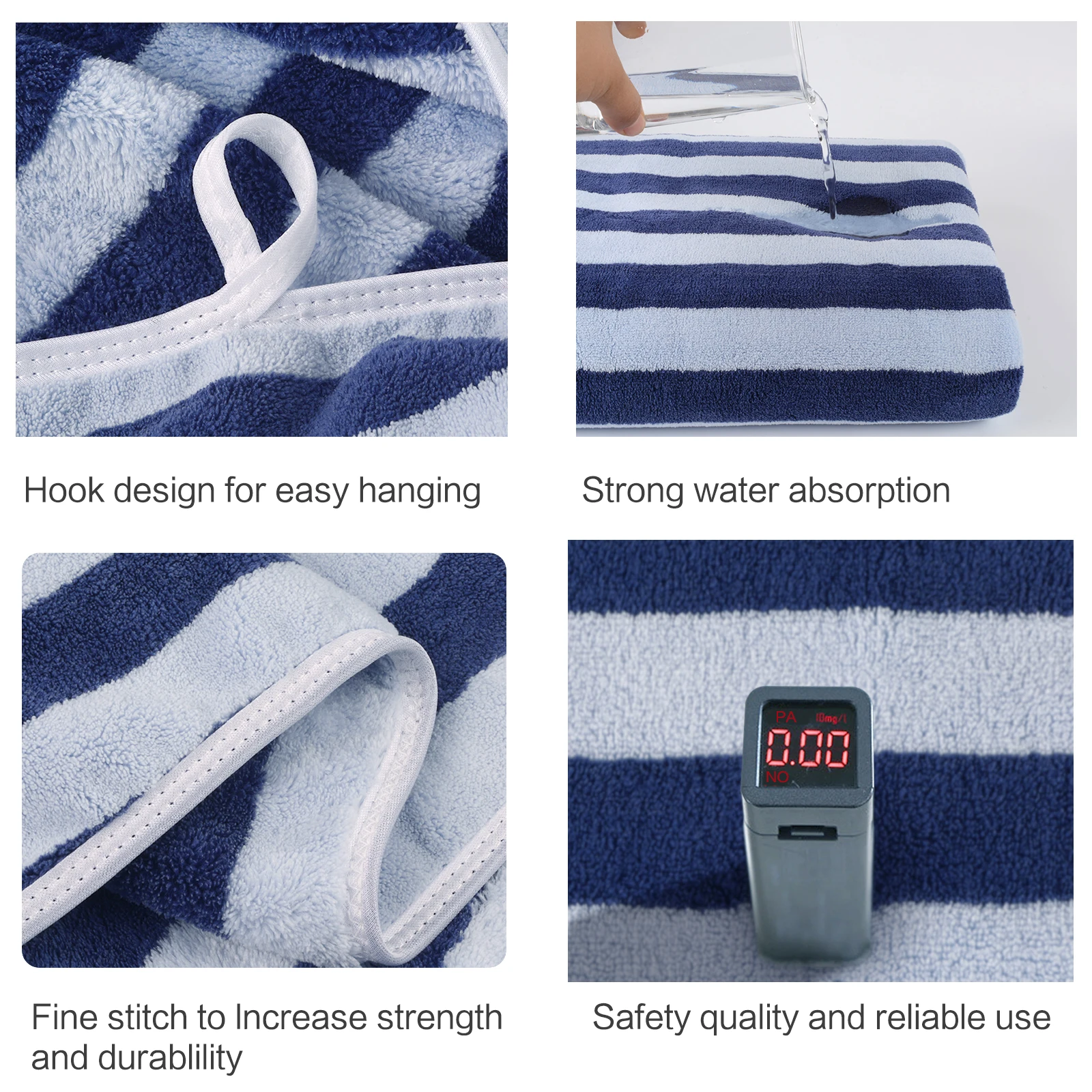 Wholesale Large Microfiber Hotel Bule Stripe Pool Bath Towel For Outdoor