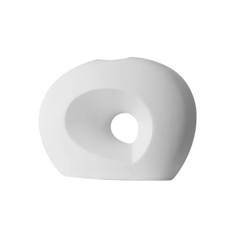 Simple modern style ceramic vase Oval ceramic ornament Frosted black and white home sample room vase decoration