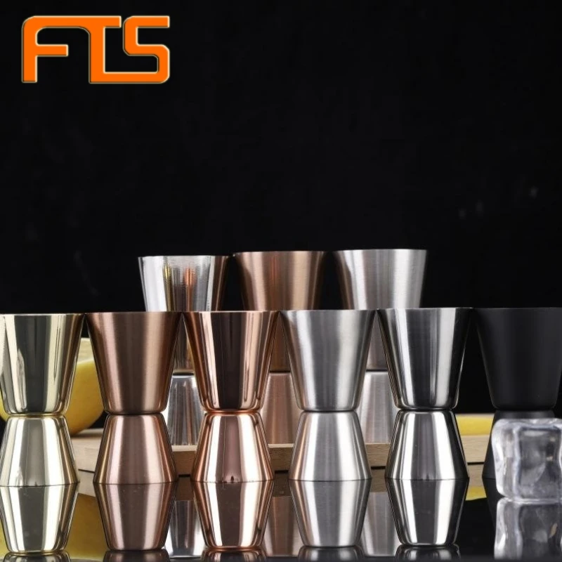 FTS Stainless Steel Customized Cups Mini 2 Cocktail Liquid Metal Bartender Custom Size Measuring Cup