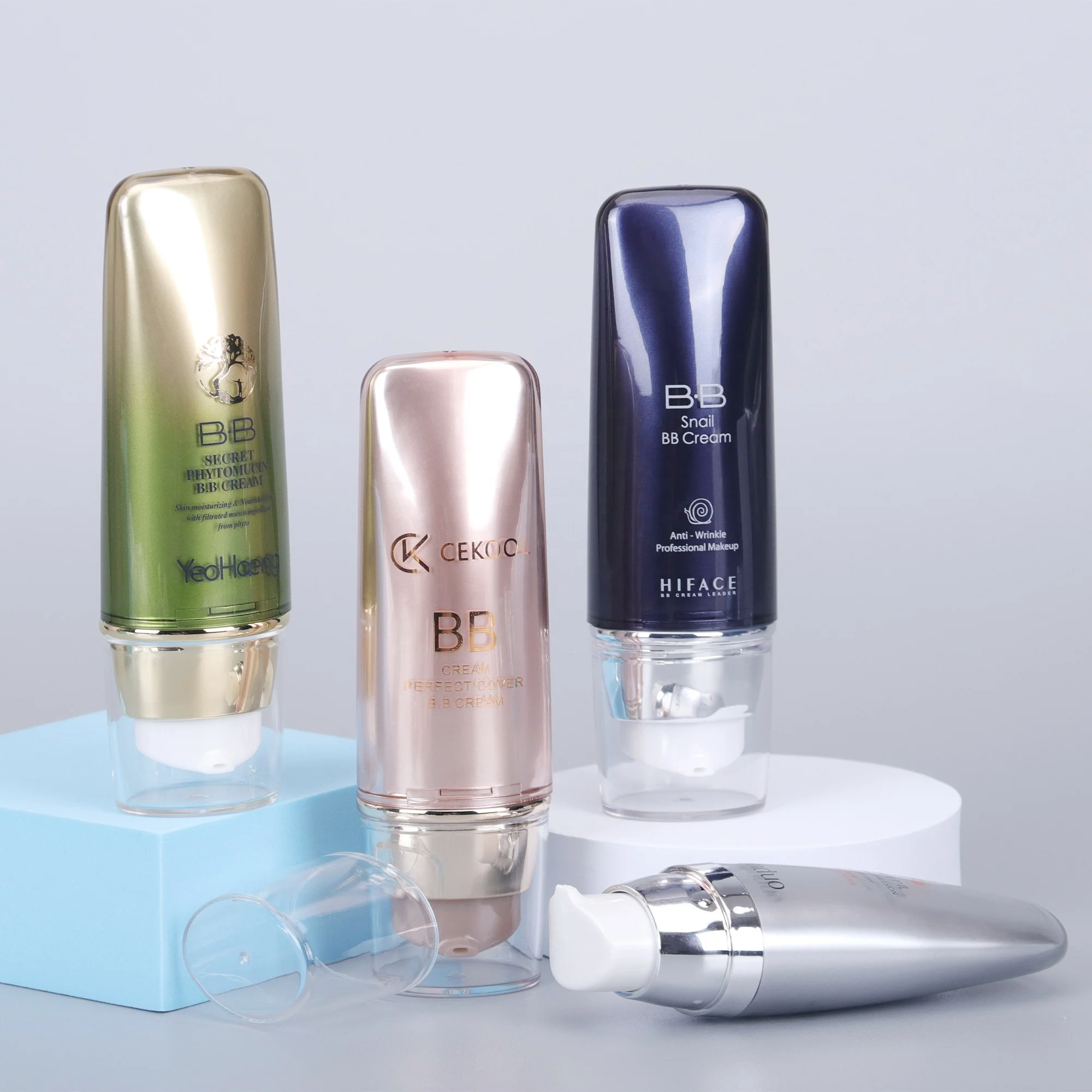 cosmetic plastic airless bottle with pump for BB cream