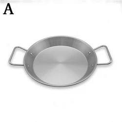 Spanish Stainless Steel Seafood Plate Double Ear Thick Flat-bottomed Pot Fried Chicken Pan Salad Pasta Plate Restaurant Tray