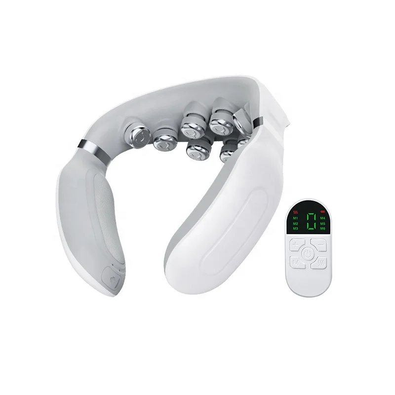 9 Head Gift Set Intelligent Neck Massager With Remote Tens Pulse Heated Neck Massager U Shape Wireless Portable Neck Massager