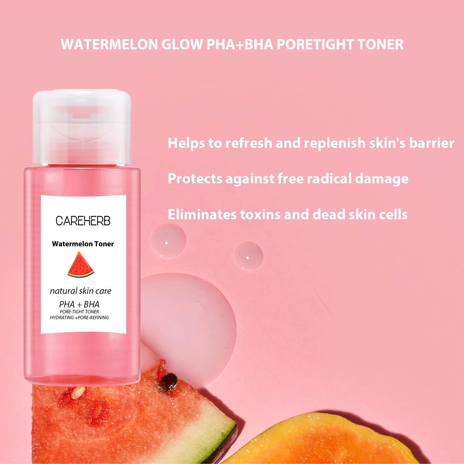 OEM Skin Care Pore Minimizer Exfoliating Hydrating Brightening PHA BHA Watermelon Glow Facial Toner