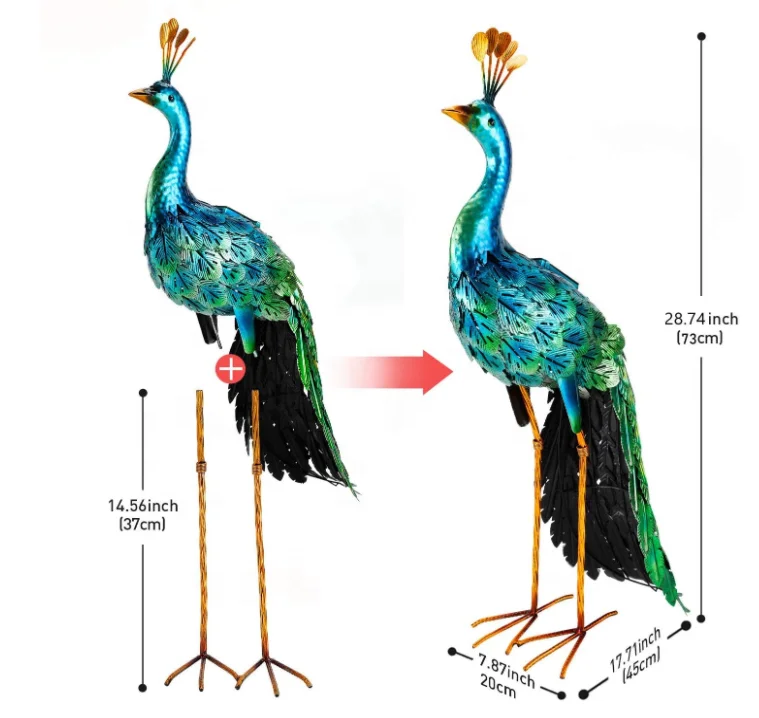 Лидер продаж Amazon, уличная статуя павлина на солнечной батарее, садовый декор, металлический двор, искусство для газона, заднего двора, украшение для вечеринки и свадьбы