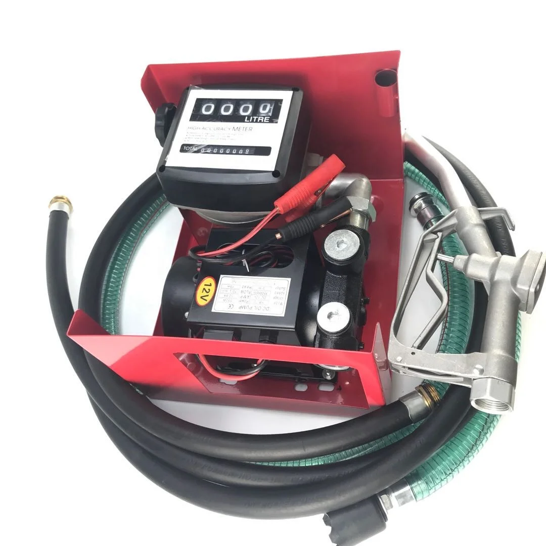 Portable electric fuel oil transfer pump DC 12V/24V with manual or auto nozzle dispensing diesel kerosene