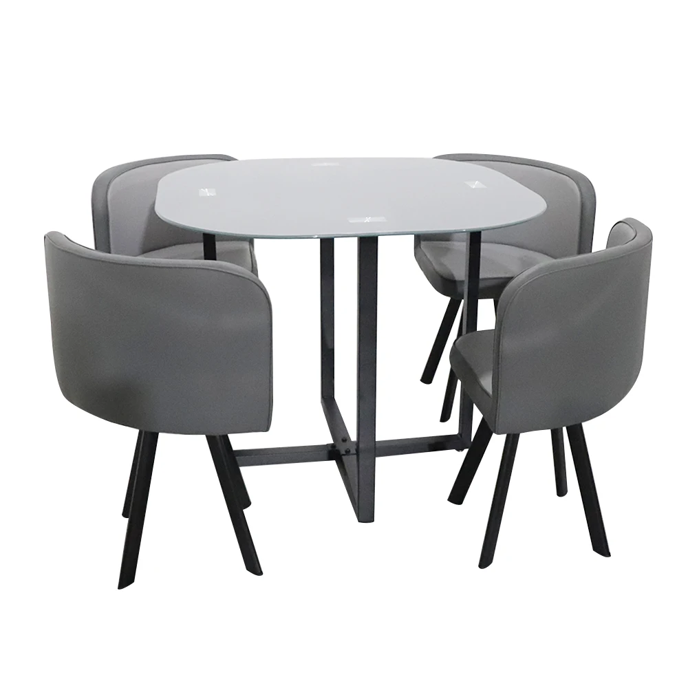 Недорогие круглые металлические ножки для экономии пространства комбинированный обеденный стол с 4 стульями