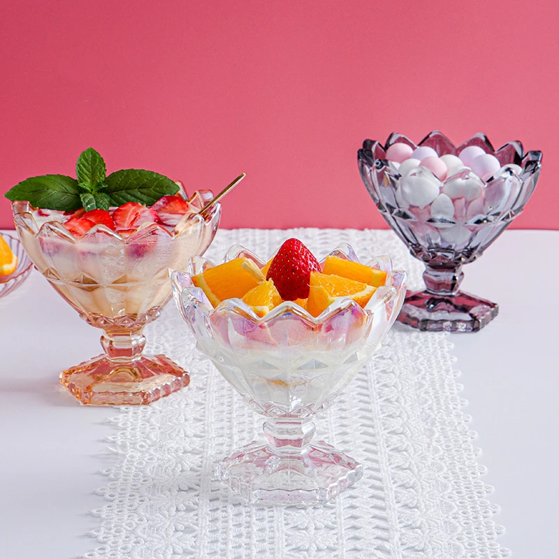 Creative Hot Selling Custom Small Color Glass Ice Cream Desert Cups For Decoration