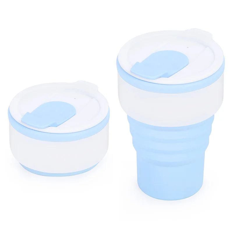 Eco Friendly Portable Customized Black Drinking Coffee Mugs Foldable Collapsible Silicone Travel Coffee Cups