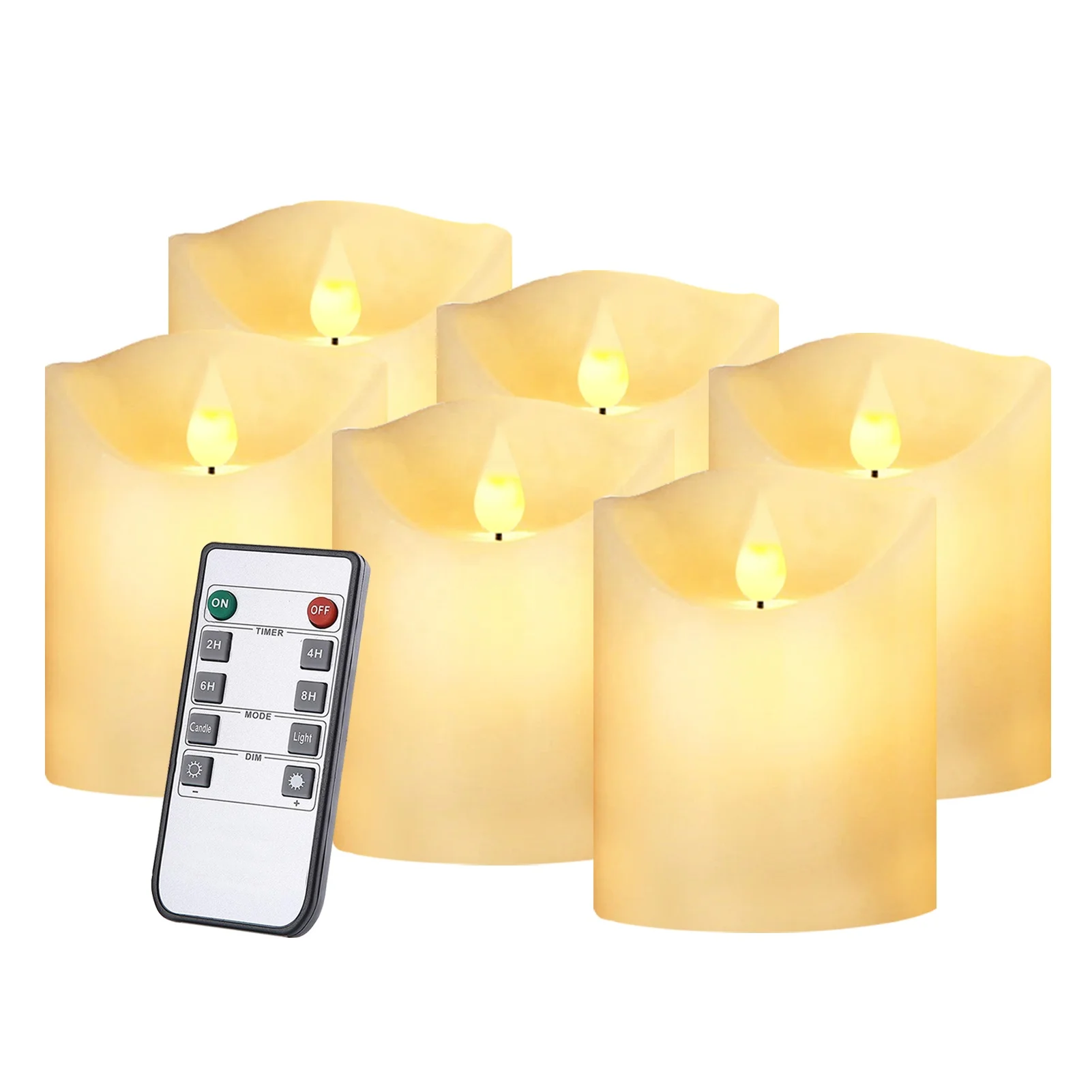 Fashion home decoration 3D flickering warm white flame paraffin wax flameless led remote candle light