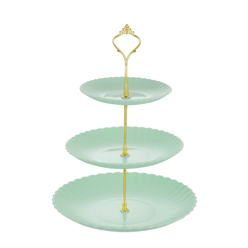 European three-layer fruit dish dessert table Multilayer cake shelf dried fruit dish candy Dim sum tray wedding dessert table