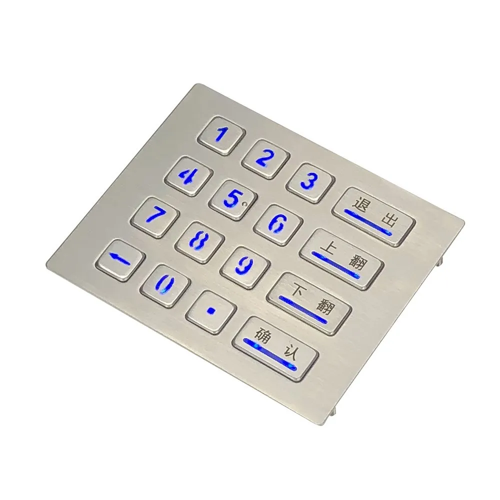 Пользовательские 16 Ключ 4x4 Vandalproof водонепроницаемый металлический цифровой клавиатуры с подсветкой