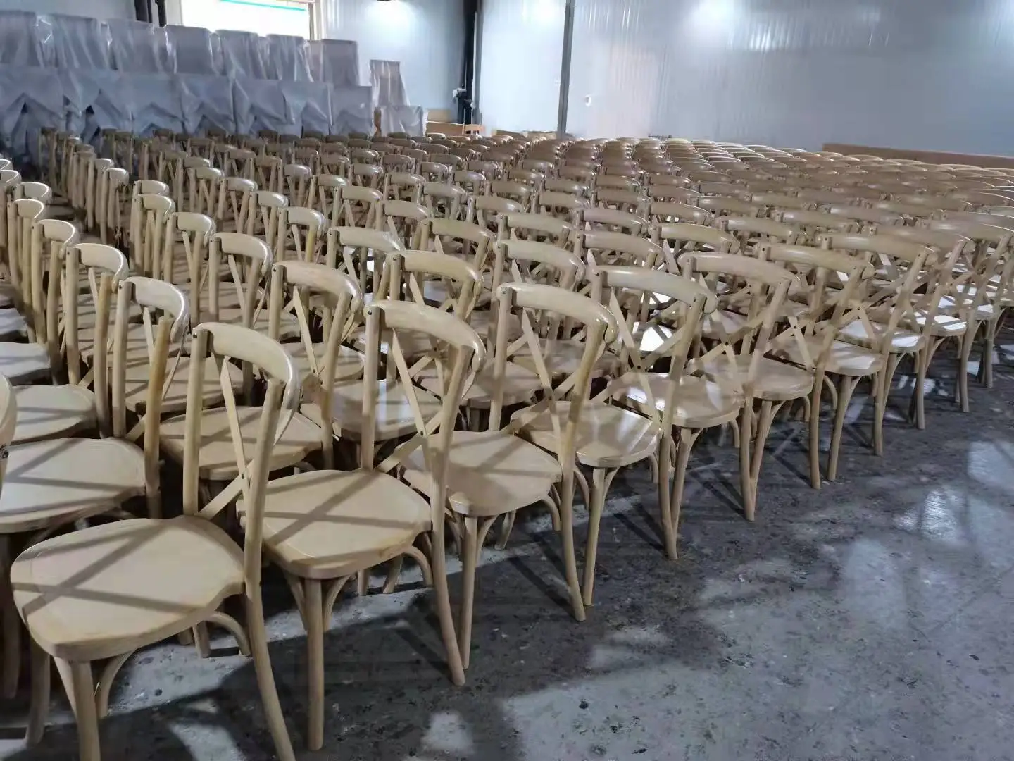 Factory Direct Stackable Cross Back Events French Style Chair Wood dining wedding chairs