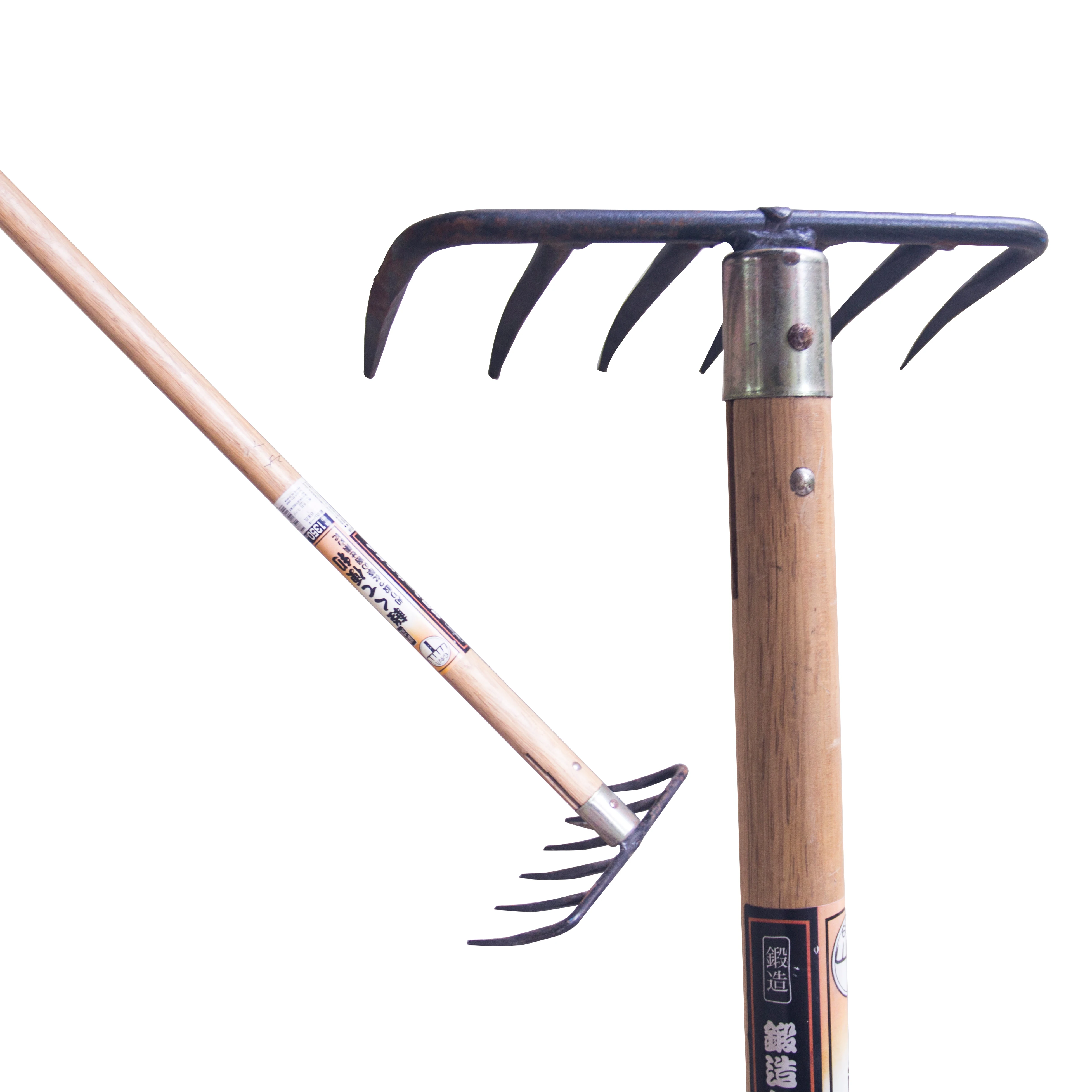 High quality agricultural excavation tools wooden long handle leaf lawn rake