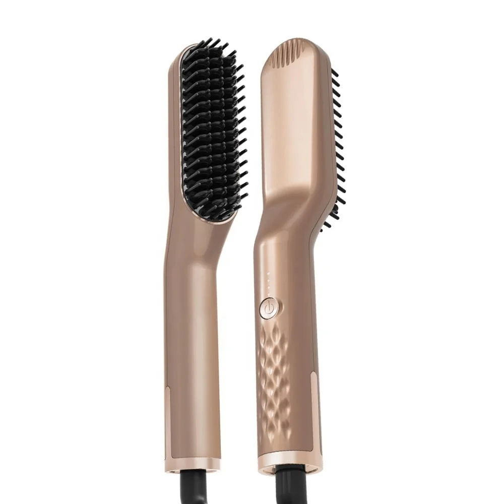 Professional custom 3 in 1 hair beard straightener one setp hot hair brush dryer comb electric