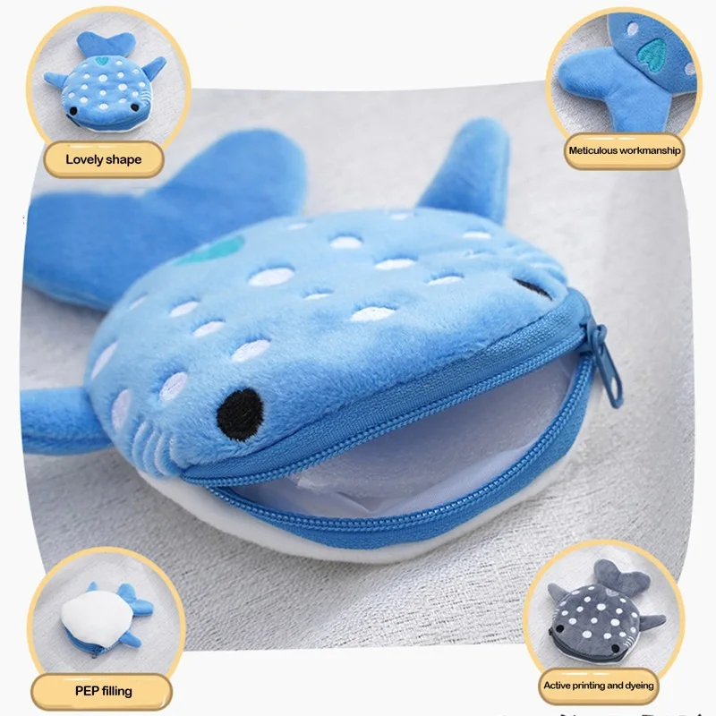Wallet Kawaii Mini whale shark Coin Purse Plush Animal Toys Coin Pouch Bag Pendant Creative Gift