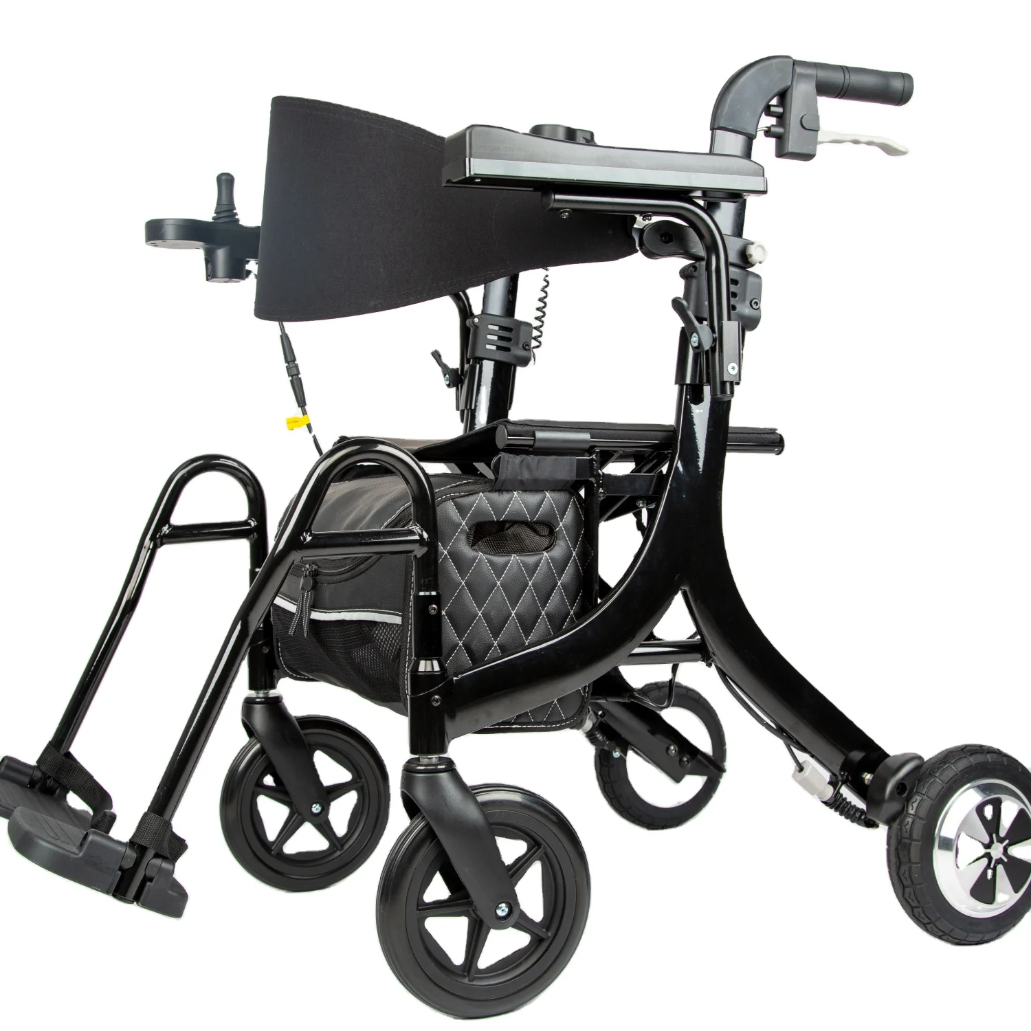 Four wheel electric rollator walker wheelchair aluminum rolling walking folding with 8 inch wheels