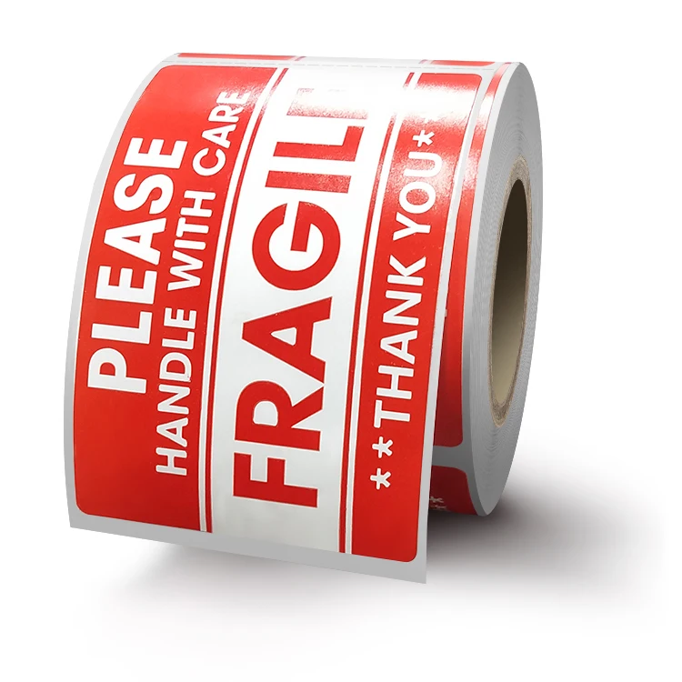 
 Custom paper warning and fragile sticker waterproof high quality cheap ready to ship self adhesive labels stickers roll  